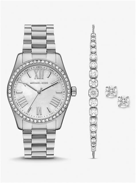 michael kors watch and matching bracelet|Lexington Pavé Silver.